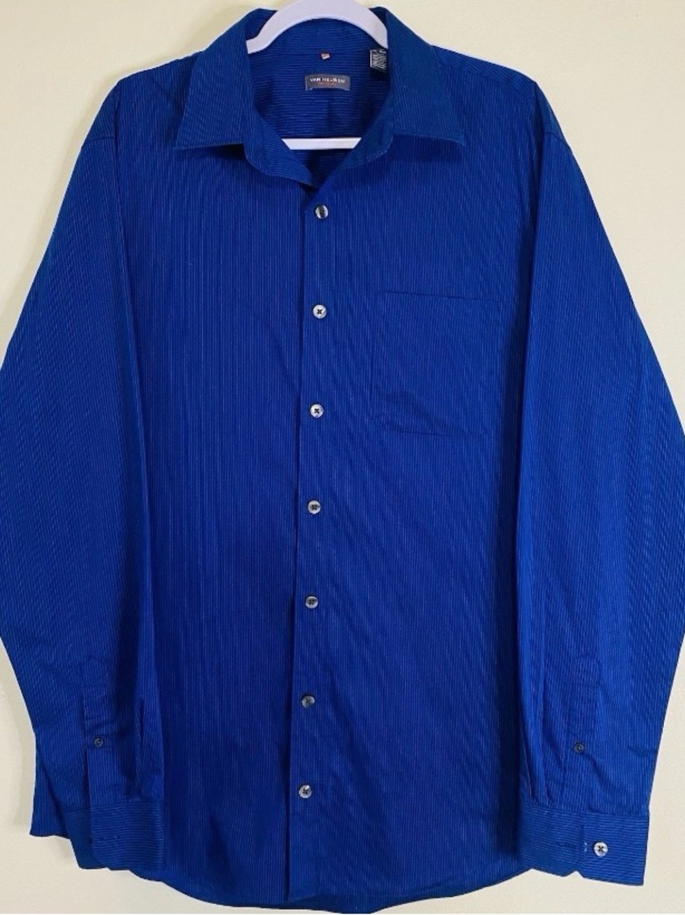 Van Heusan Men's Non-Iron Shirt Size LT/GL (16-16.5) Blue Long Sleeve
